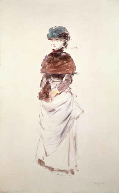 Studie van een jonge vrouw met haar handen in een mof door Jean Louis Forain
